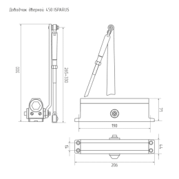 Доводчик дверной 450 ISPARUS от 120 до 170 кг коричневый